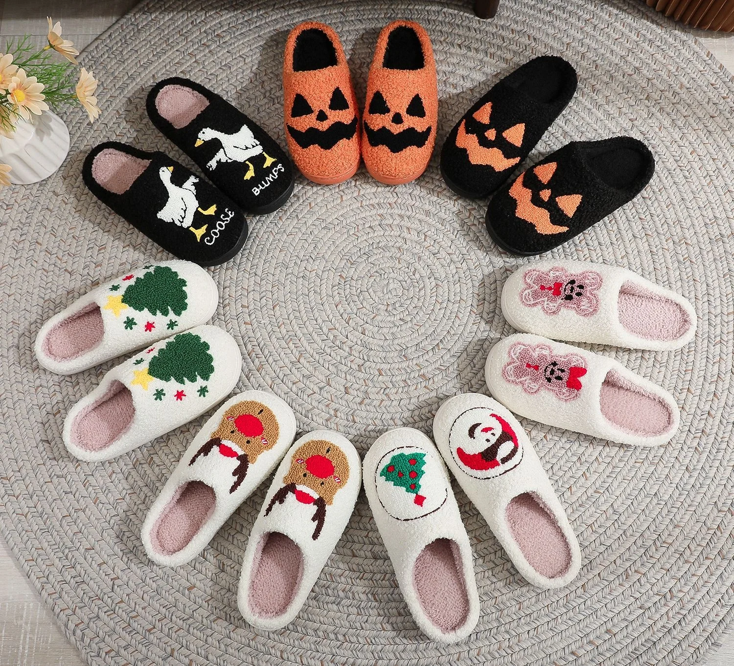 2025 Best Selling Cotton Indoor Winter Shoes for Men and Women Warm  Breathable Home Slippers with Plush Insole and Fur Style