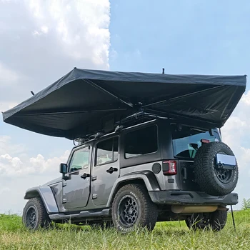 270 Degree Awning Free Standing  Foldable Truck Canopy Camping Car Roof Tent with LED Outdoor Sides Pickup Awning  4*4 for Car