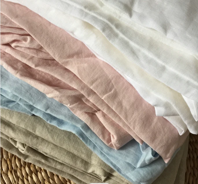 Винтажная промытая 100% льняная ткань и каменная французская