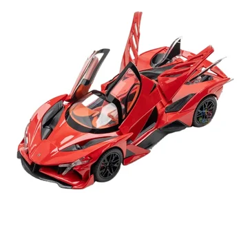 1/24 Custom Diecast Toys Model Cars Vehicles Pull Back Spray Doors Opened Collection For Kids Toy Car Diecast Music and Light
