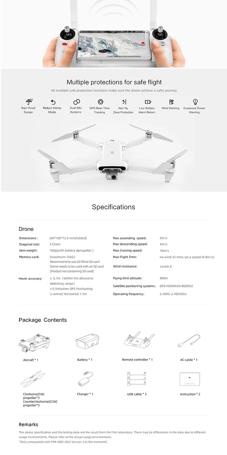 Fimi X8 Se 2022 V2 Version 10km Rc Drone Fpv 3-axis Gimbal 4k ...