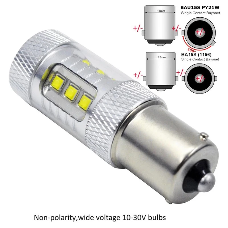 Source 12v 24V 80W 382 1156 p21w Reverse led White Indicator Red Amber Brake Light Bulbs