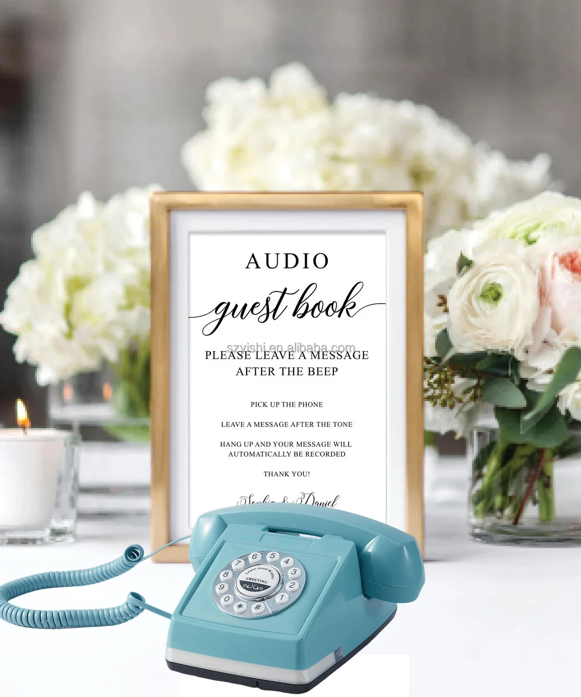 Customized Audio Voice Guest Book Wedding Phone Birthday Party Ceremony Reception Welcome Audio Guestbook Vintage Antique Phone