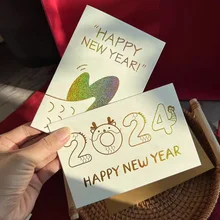 wholesale Thanksgiving card Matching envelope custom Gold stamping Dragon Year greeting card 2024 chinese new year greeting card