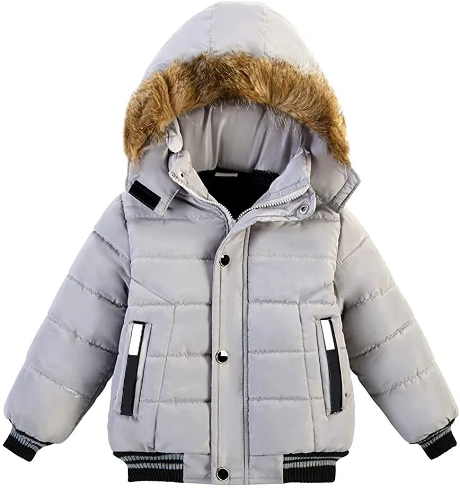 Toddler Boys Down Jacket Winter Jacket Hooded Thickened Warm Snowsuit Coat Parka Outerwear