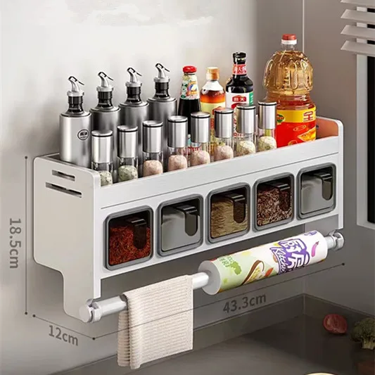 Kitchen Shelf Detachable Shelf with Towel bar for Quality Condiments