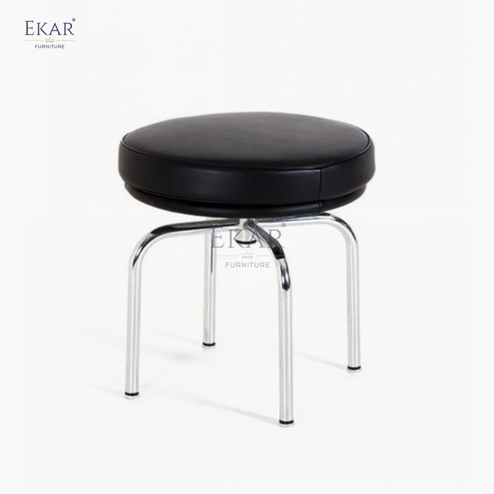 Modern microfiber leather stainless steel leg stool