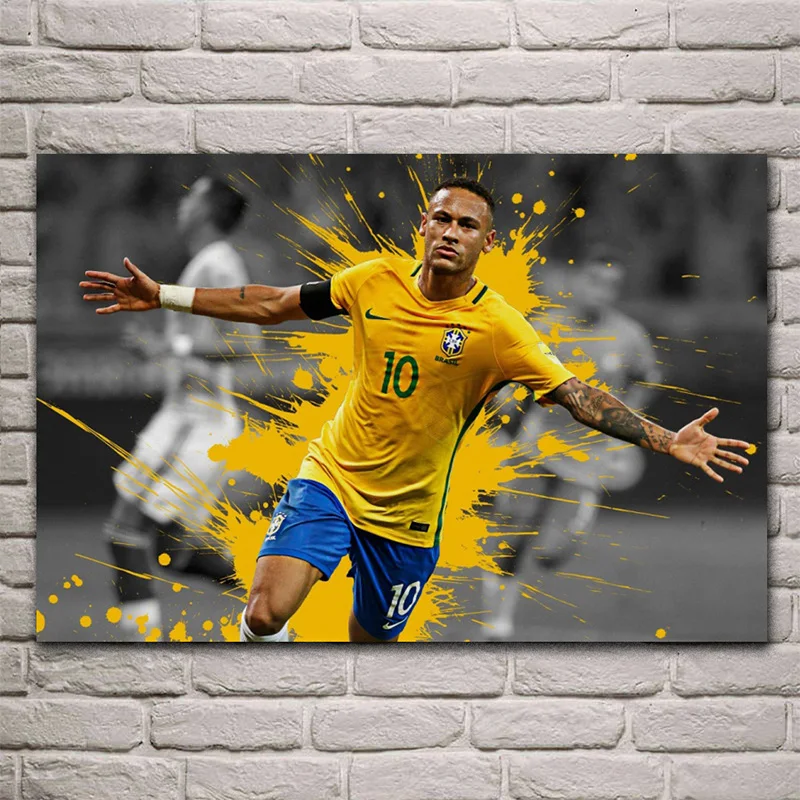 Optional Soccer Stars Neymar Jr Brasil Soccer Poster Canvas 