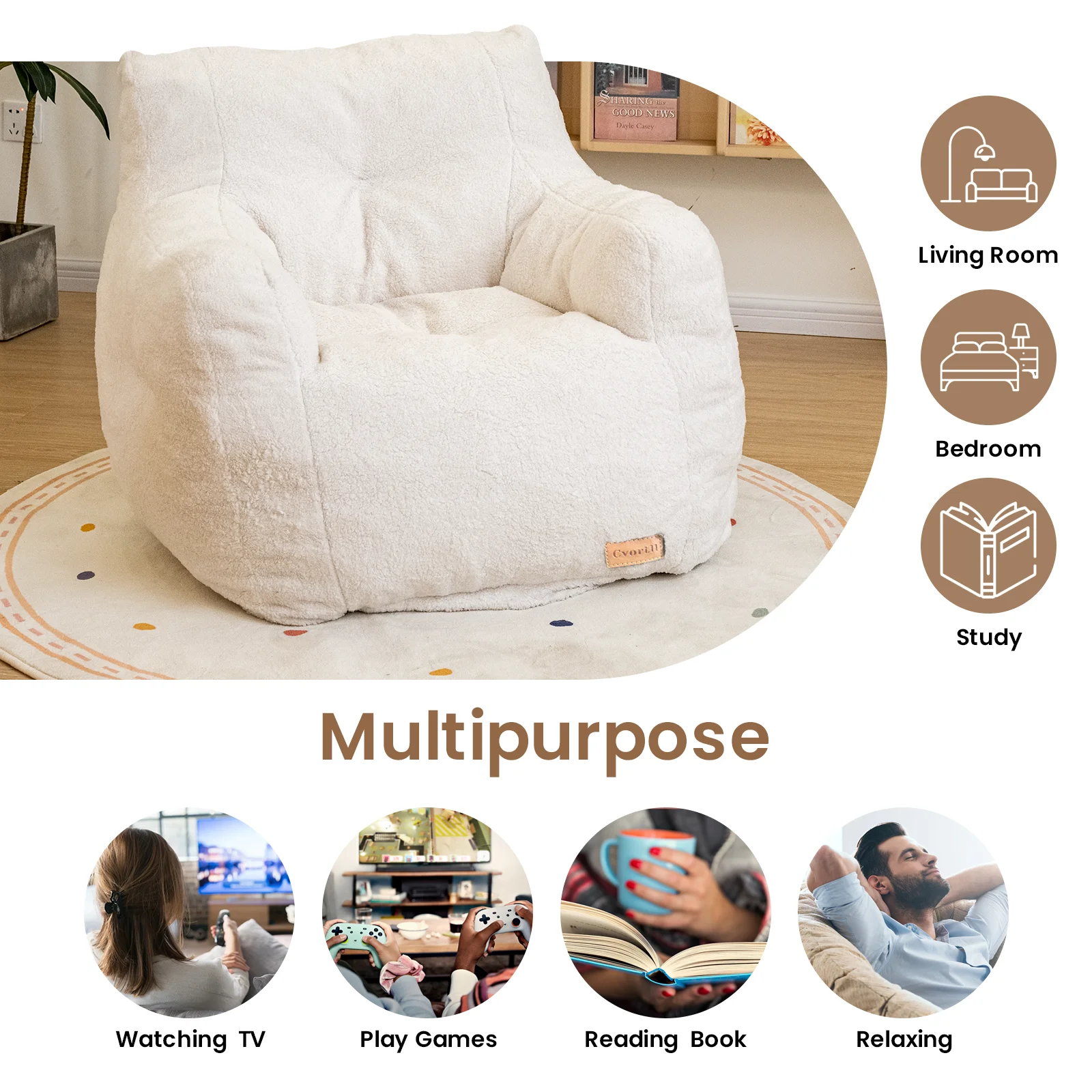 Beanbag Sofa with Memory Foam Modern Durable Comfort