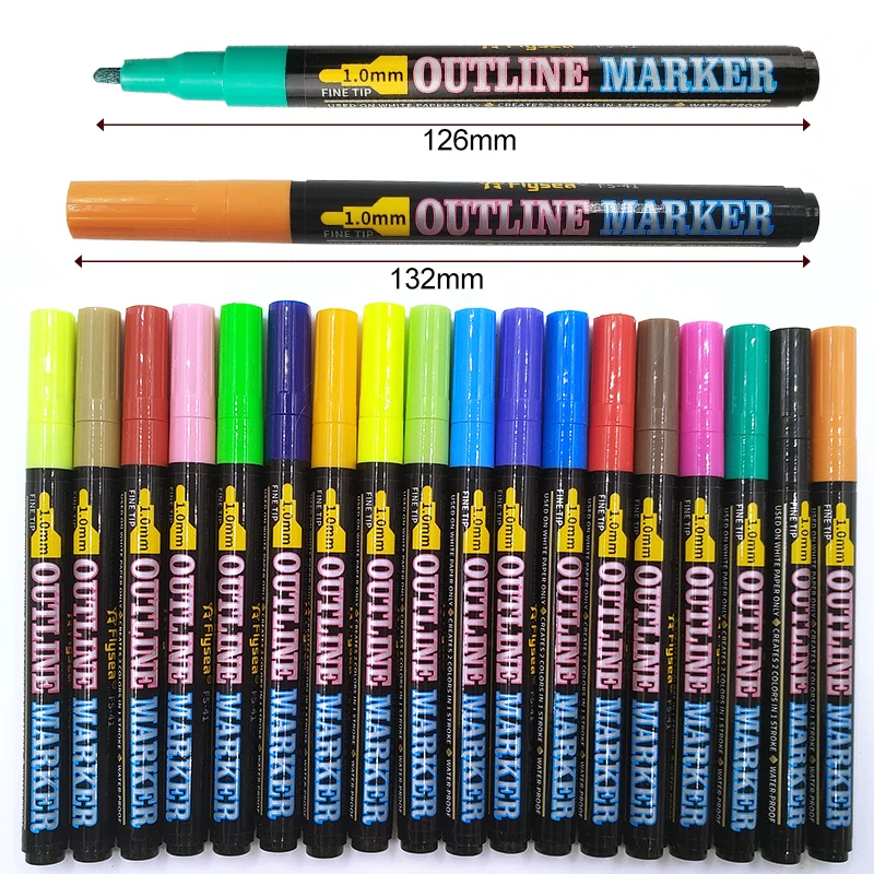 Double Line Outline Pen Markers Glitter Doodle Dazzle Pens Shimmer