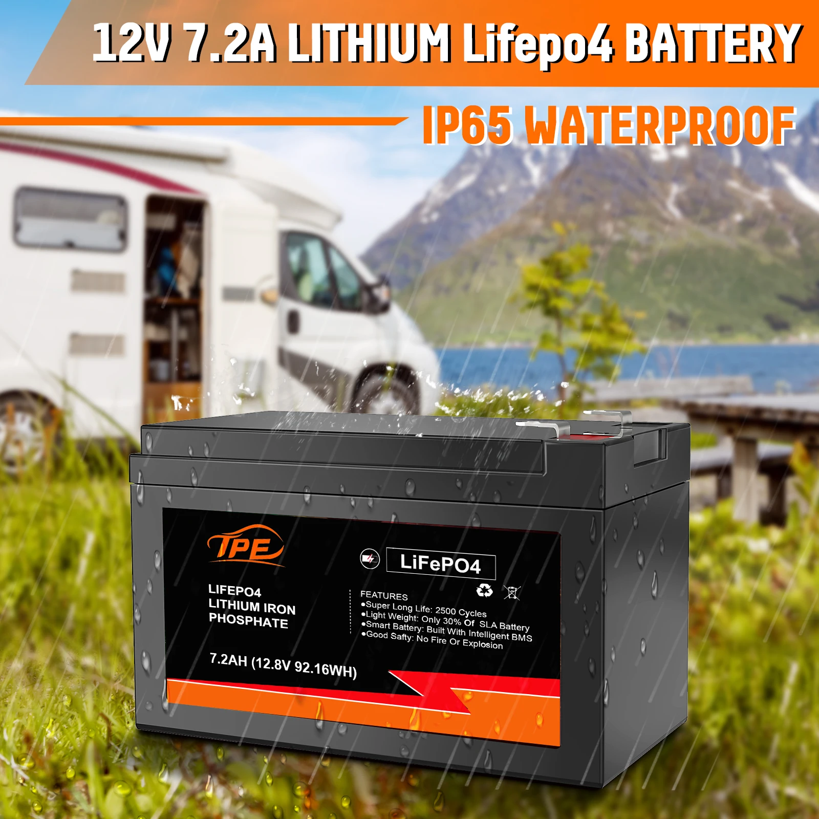 12V 7.2Ah Lifepo4 Battery, 12V Lithium Battery, Lithium Iron Phosphate Battery, Deep Cycle Rechargeable Battery Built-in BMS details