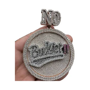 Factory Custom S925 Silver and 18K Gold Plated Pendant VVS Moissanite Lab Diamond Letter Shape with Claw Setting Linked Chain