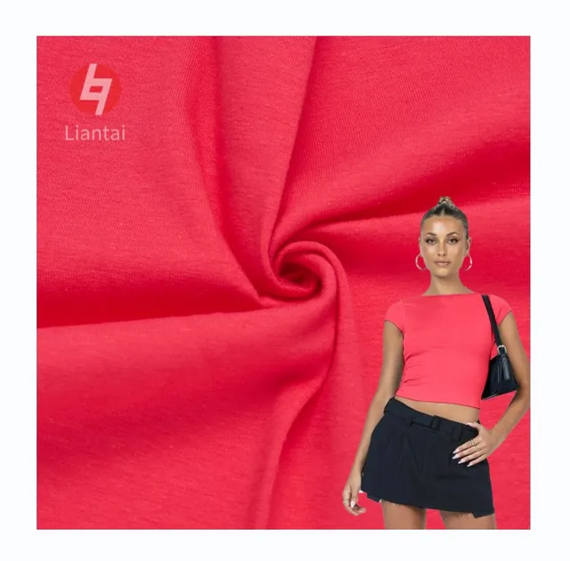 High quality semi-combed knitted 95% cotton 5% spandex stretch plain knit solid color fabric fabrics for clothing
