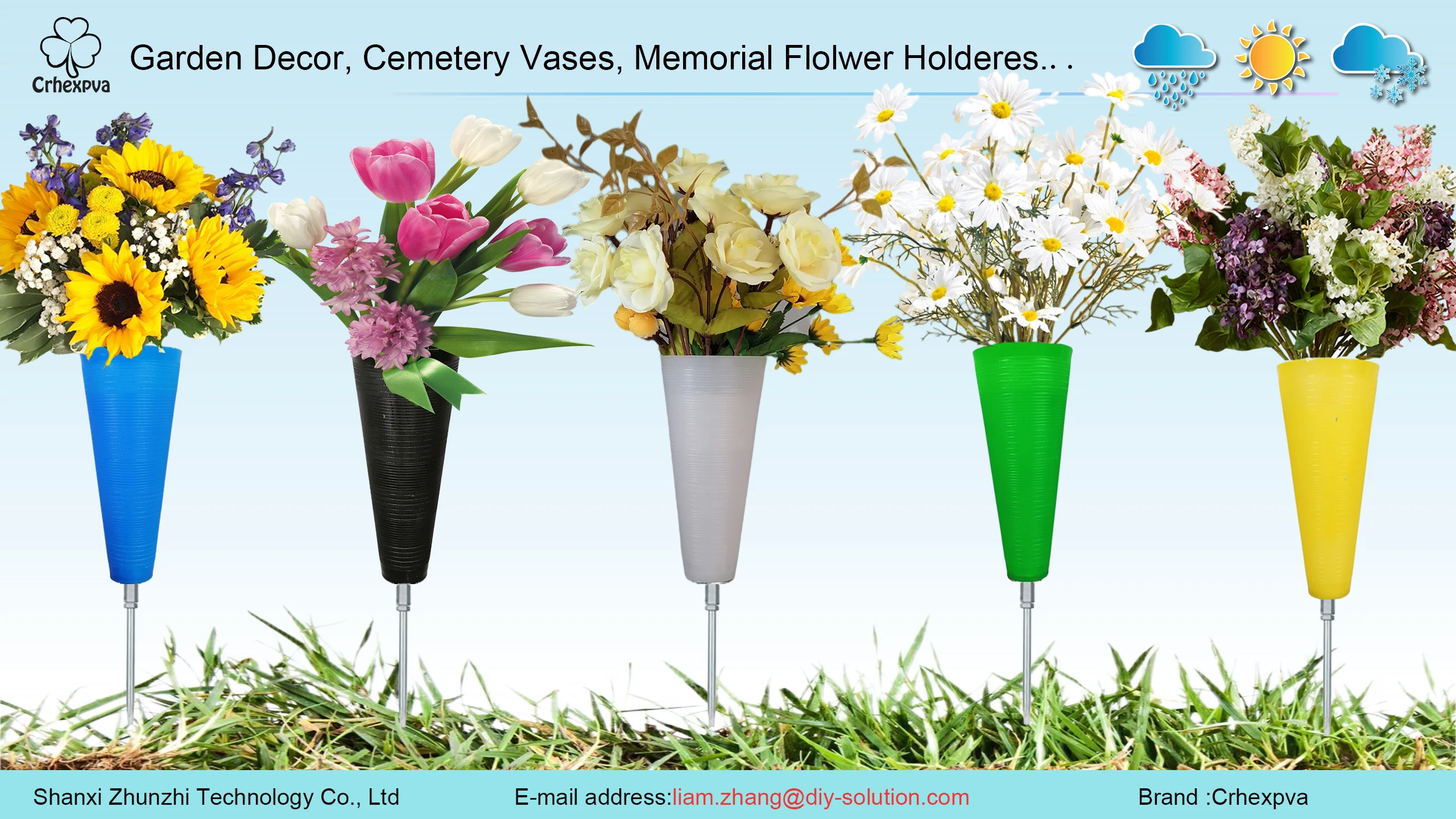 Graves Cemetery Decorations Human Grave Markers Flower Vases Cemetery