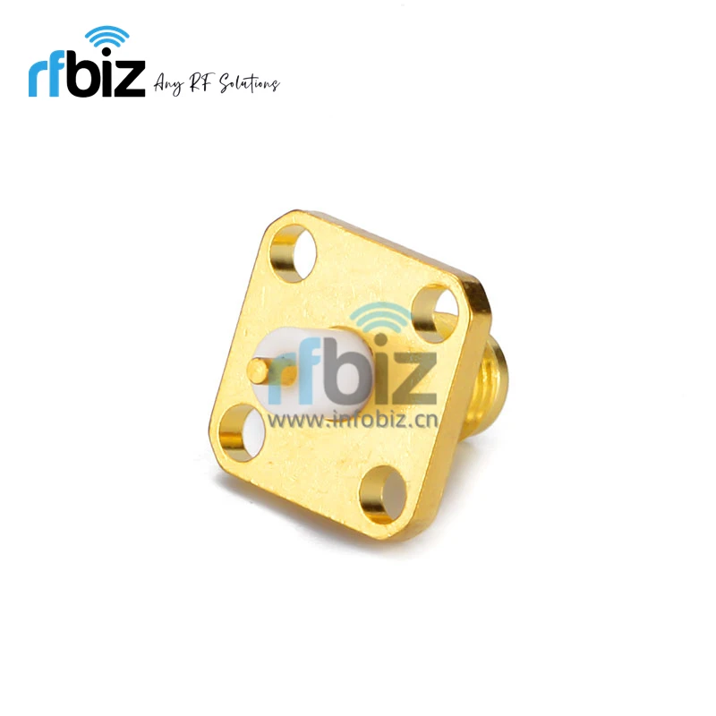 Factory Direct Sales Gold-Plated SMA-50KFD-2 RF Coaxial Connector, SMA Female, 4-Hole Flange Panel Mount