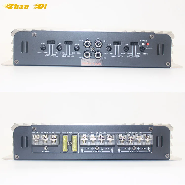 OEM Factory Professional Power 4-Channel Car Audio Amplifier 12V Class AB with Crossovers Combination