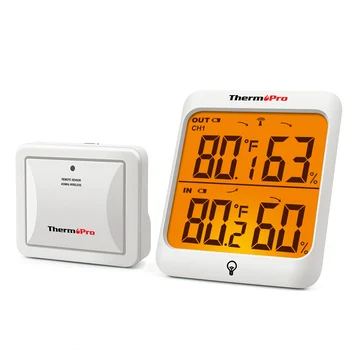 ThermoPro Digital Wireless Indoor or Outdoor White Hygrometer and  Thermometer in the Thermometer Clocks department at