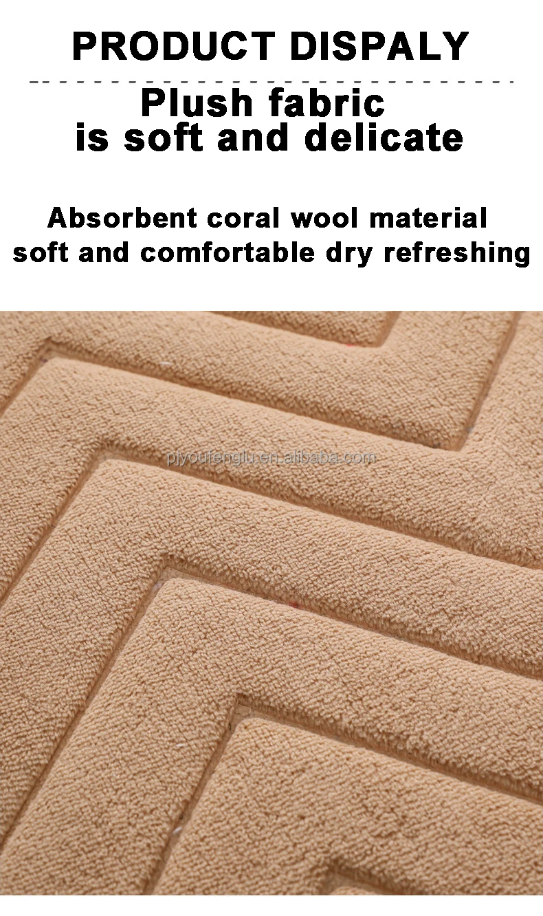 High frequency 3D Manufacturers coral velvet bath rug nonslip carpet Memory sponge bathroom waterproof SBR bottom absorbent mat supplier