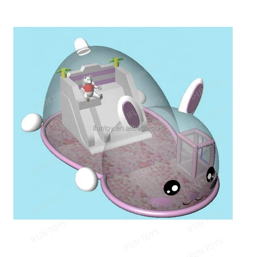 Millions Ocean Ball Pools Pink Rabbit Inflatable Soft Play Bubble House ...