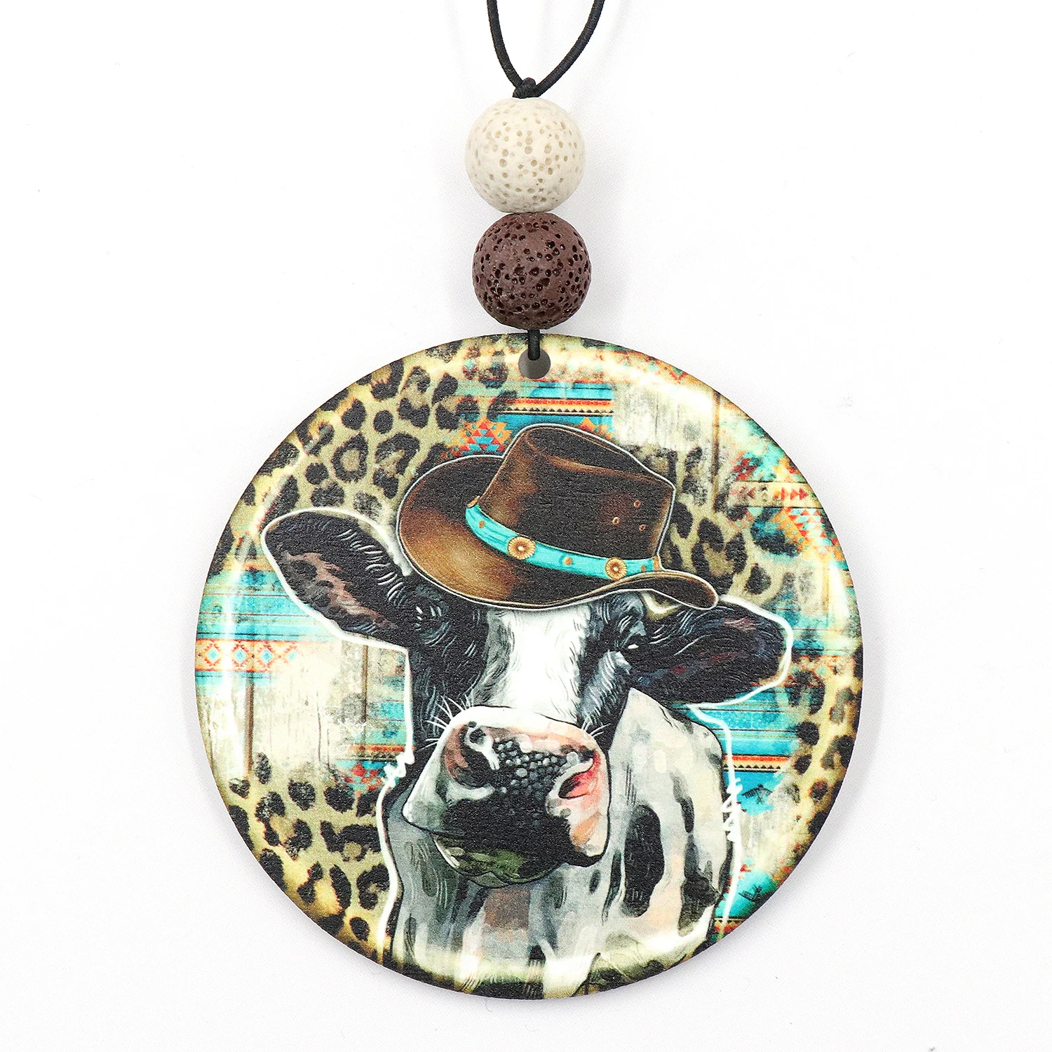 YYX2024CH1522 Leopard-Printed round Wooden Pendant for New Year Graduation  Valentine's Day Party Wall Decorations