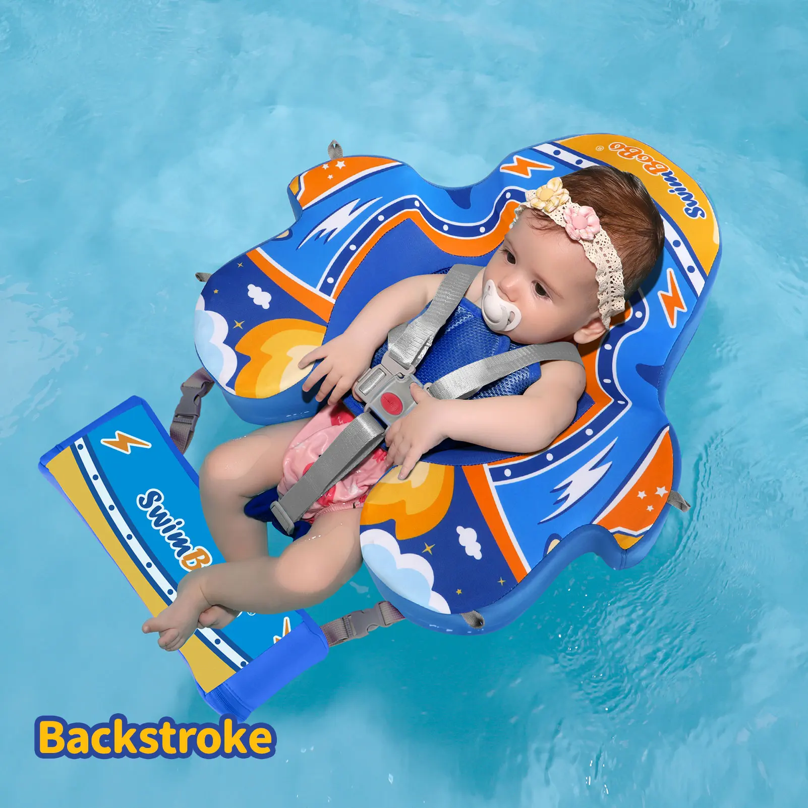 Flotteur De Piscine Bébé Avec Auvent UPF – Anneau Gonflable 6-36 Mois (8-15 Kg) – 2 Chambres à Air, Anti-renversement, Assis-couché – Rose/jaune/violet