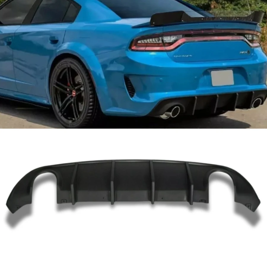 Rear Diffuser Splitter for Dodge Charger SRT 2015 - 2022 Rear Bumper Glossy Black Diffuser Lip PP Valance Shark Fin Muscle Car