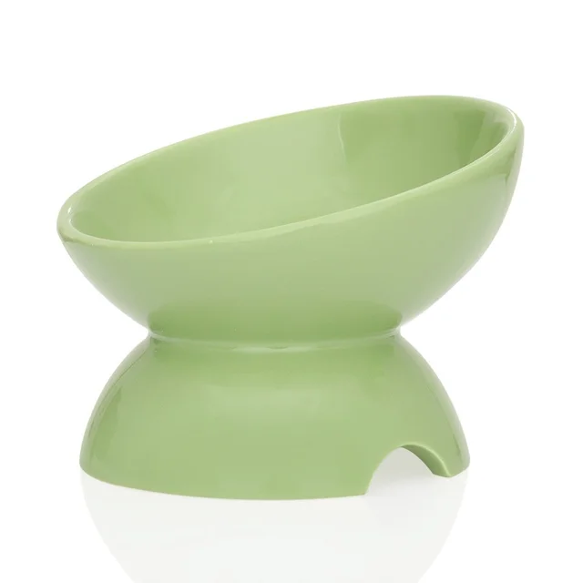 Ceramic Cat Bowl with Neck Protection Slanted Mouth Rice Feeding Dish Pet Supplies for Water & Food Bowls & Feeders