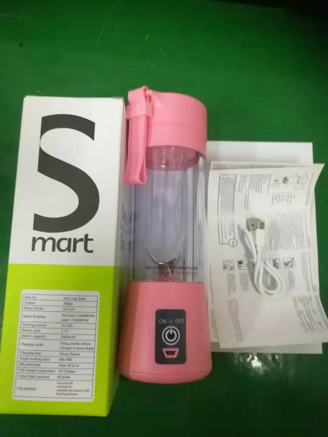 Hot Sell Portable Electric Juicer Blender 6 Blades Mini Juicer 380ml