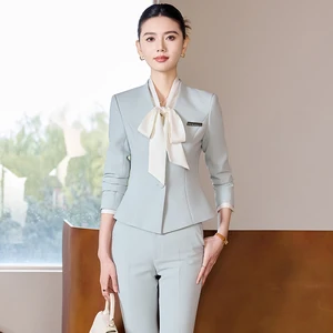 Women's Professional Autumn Suit Set Jacket + Pants 2 Pieces Set European Style Long Sleeve Jacket Pencil Office Women's Suit