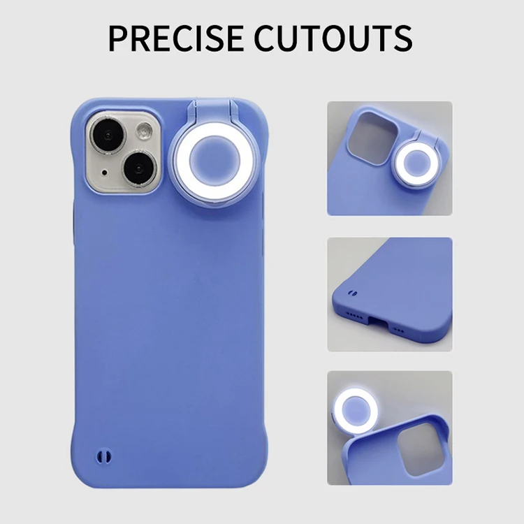 Portable Flip Cover Selfie Ring Flash Fill Light Phone Case for iPhone 14 13 Pro Max