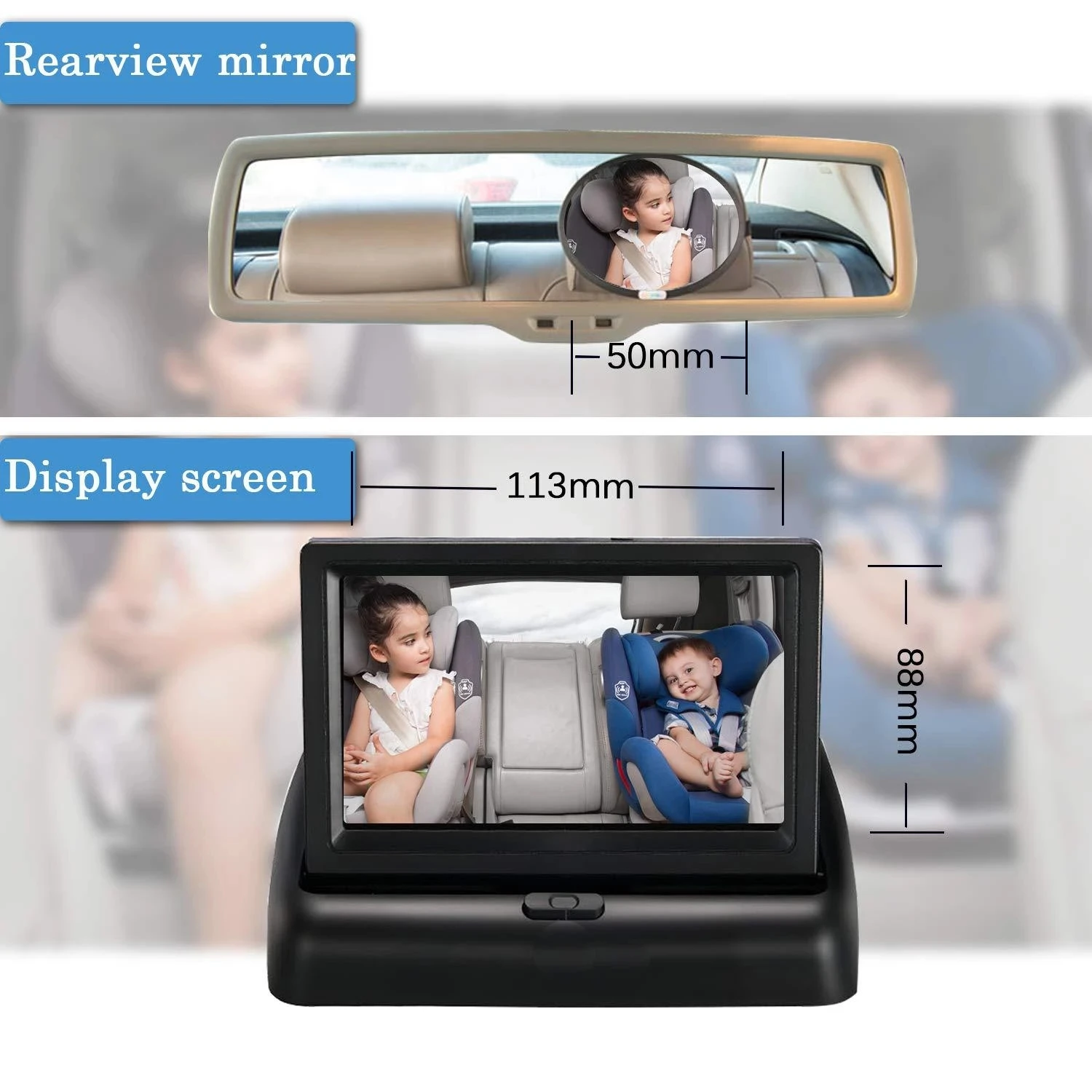 DIY 4PIN Car Seat Rear Mirror Camera Baby Monitor 4.3'' HD