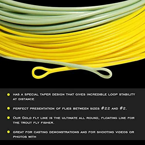 WF2F Gold Fly Line 90FT Weight Forward Floating Fly Fishing Line