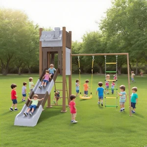 High Quality Kids Outdoor Playground Toys Plastic Mental Slide and Swing for Children Climbing Function Play House for Kids