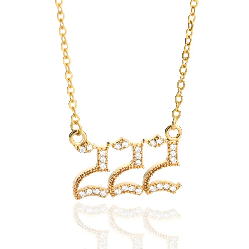 Collier 444 - 222 Ketting Diamond Necklace Angel Number Charms