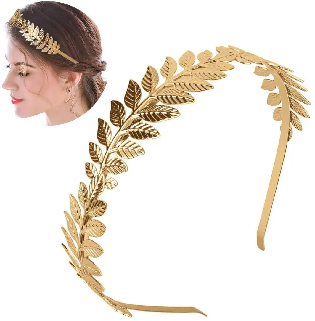 JWICOS Cerchietto Per Capelli Con Foglie Dorate E Perle Cristallo – Accessorio Da Sposa E Damigella – Fatto A Mano