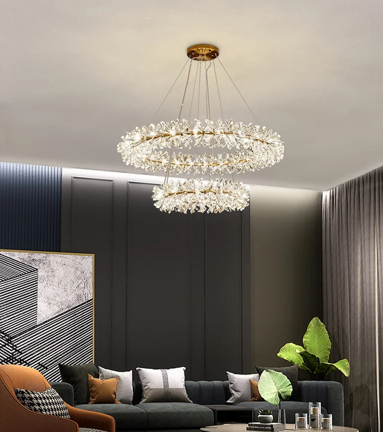 Interior Garland Diameter for Home Hotel Restaurant Office Ring Design Crystal Ring Chandelier