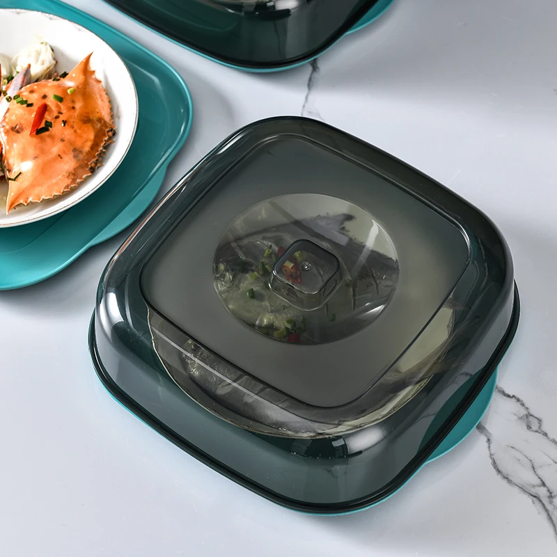 Multilayer Stackable Dish Cover Reusable Dust Proof Microwave Plate Clear Plastic Fresh Warm Keeper Square Food Cover