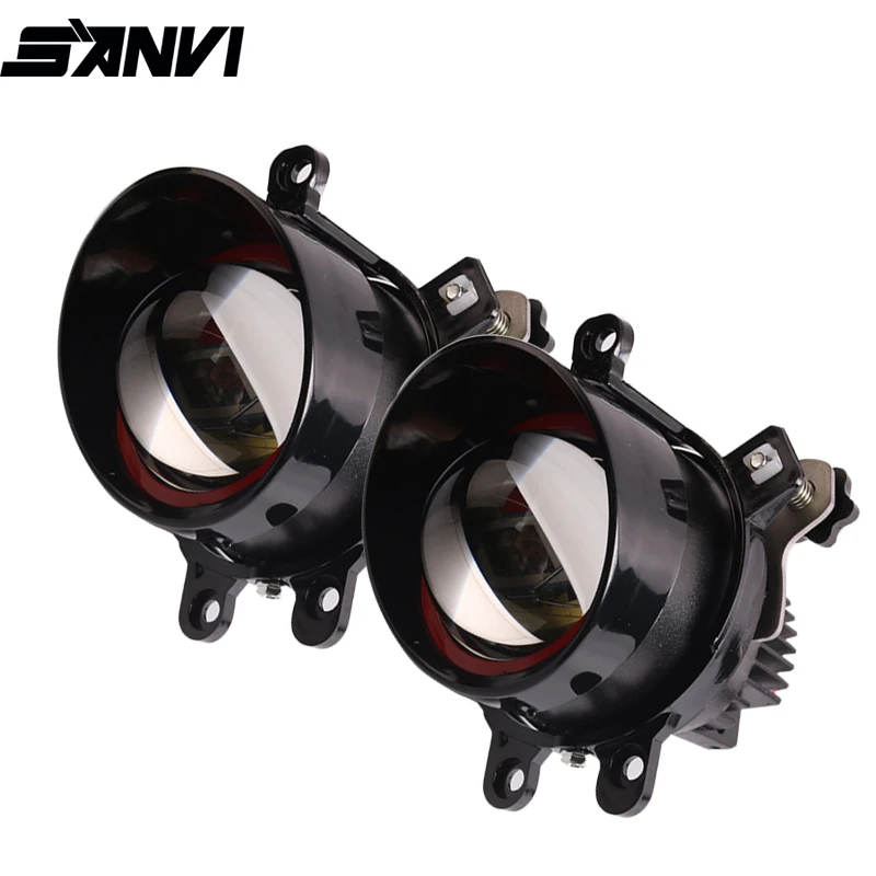 Sanvi Fog Light Bi Led Projector 3 Colors 5500K 4300K 3000K Bi Led Projector Fog Light With toyota Bracket