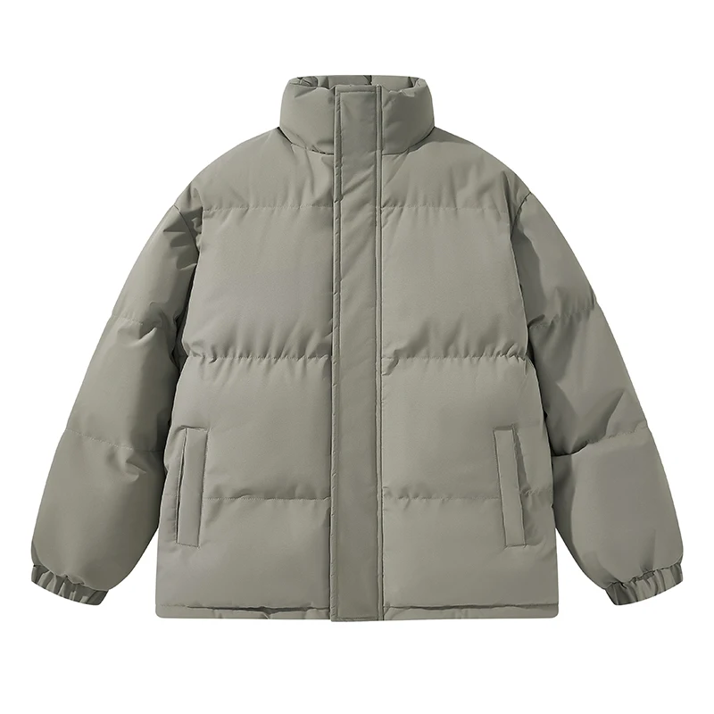 Unisex Zipper-up Coat Stand Collar Big Thermal Winter Jacket Poly Filled Puffer Coats_voghion.com