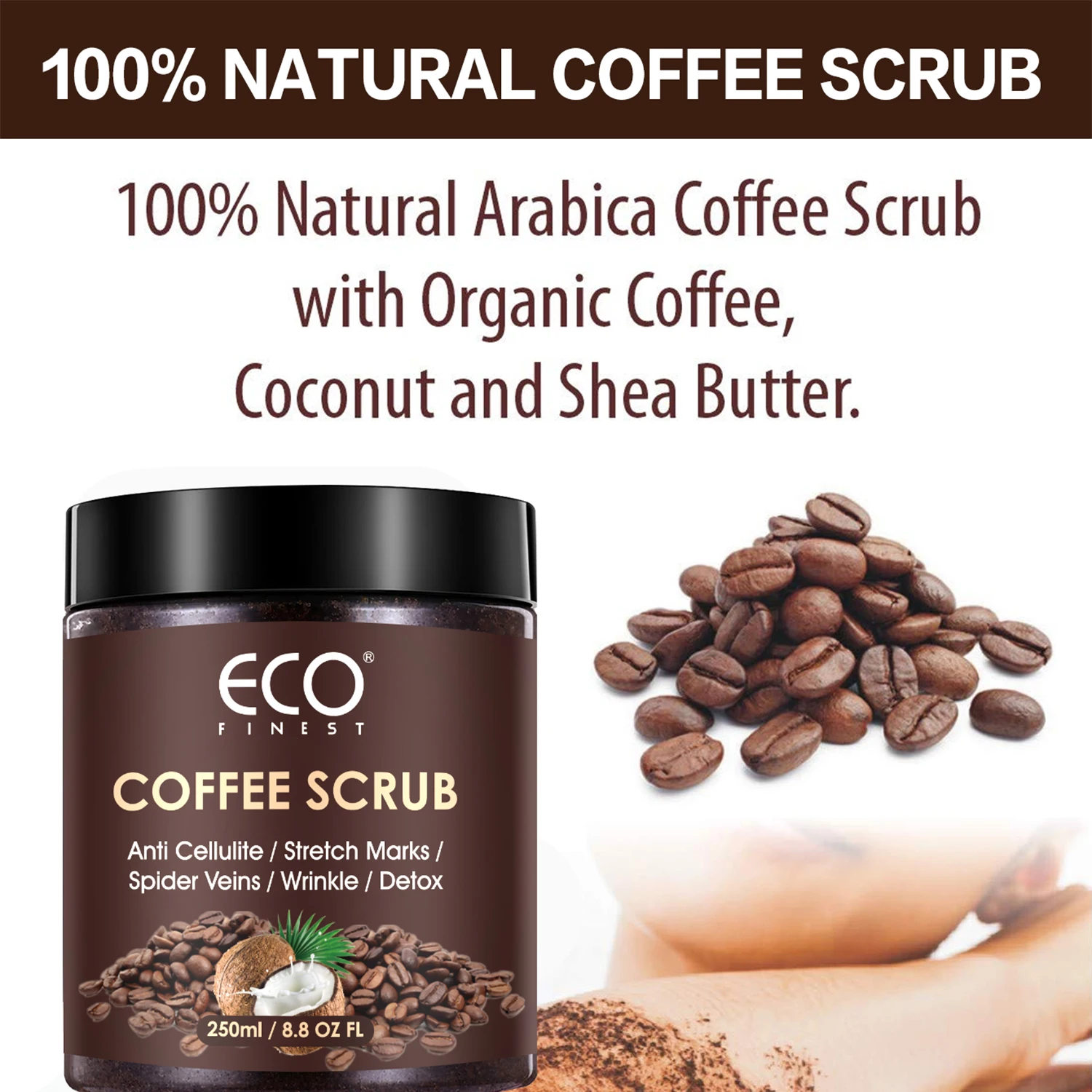 All Natural Body Coffee Scrub For Skin Care,Stretch Marks,Acne