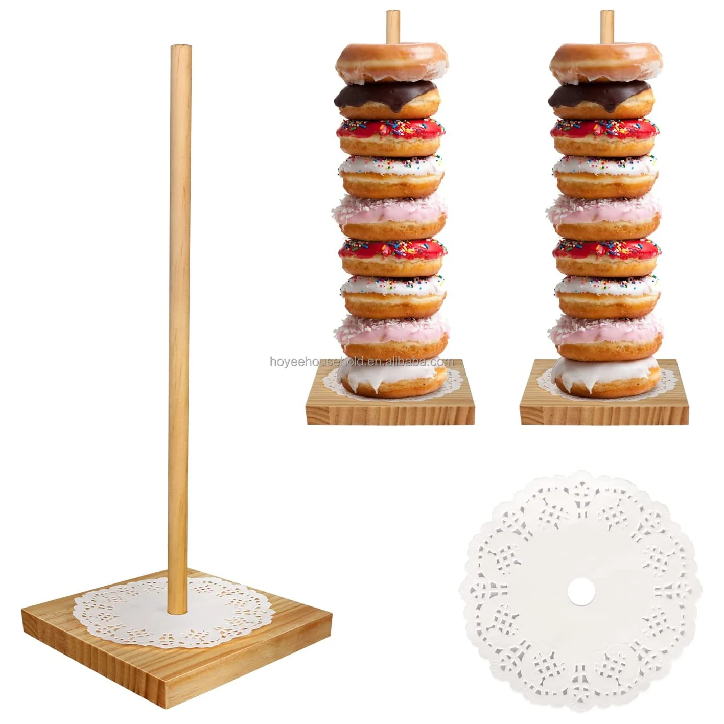 Wooden Donut Display Stand Farmhouse Donut Holder Reusable Bagel Holder