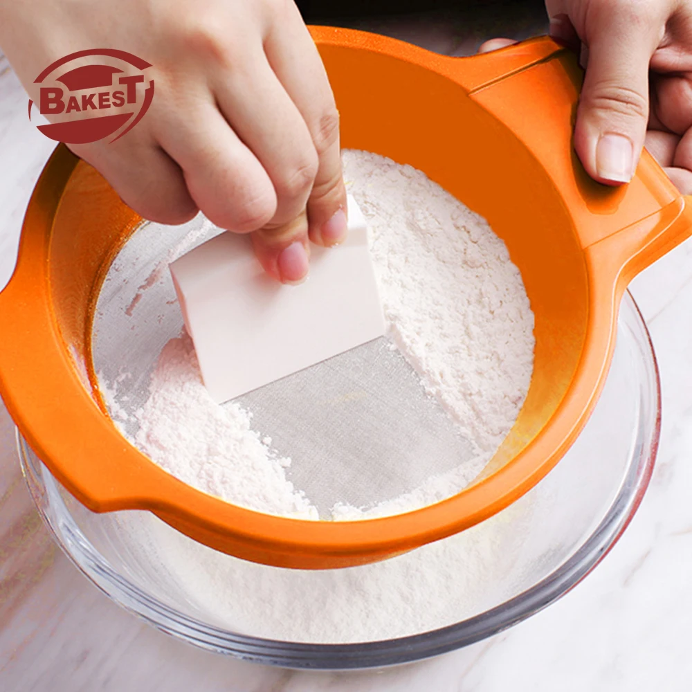 Baking Plastic Hand-held Mesh Sieve Flour Shaker Crank Flour Icing Sugar Flour Sifter