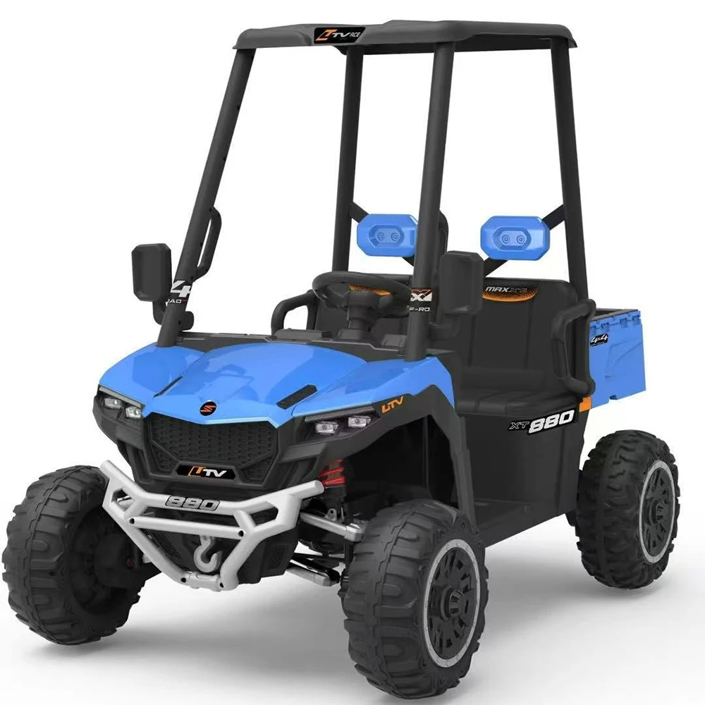 New Children Electric Ride-On Car with Remote Control Four Wheel Drive Rechargeable Double Seat Beach Metal Construction