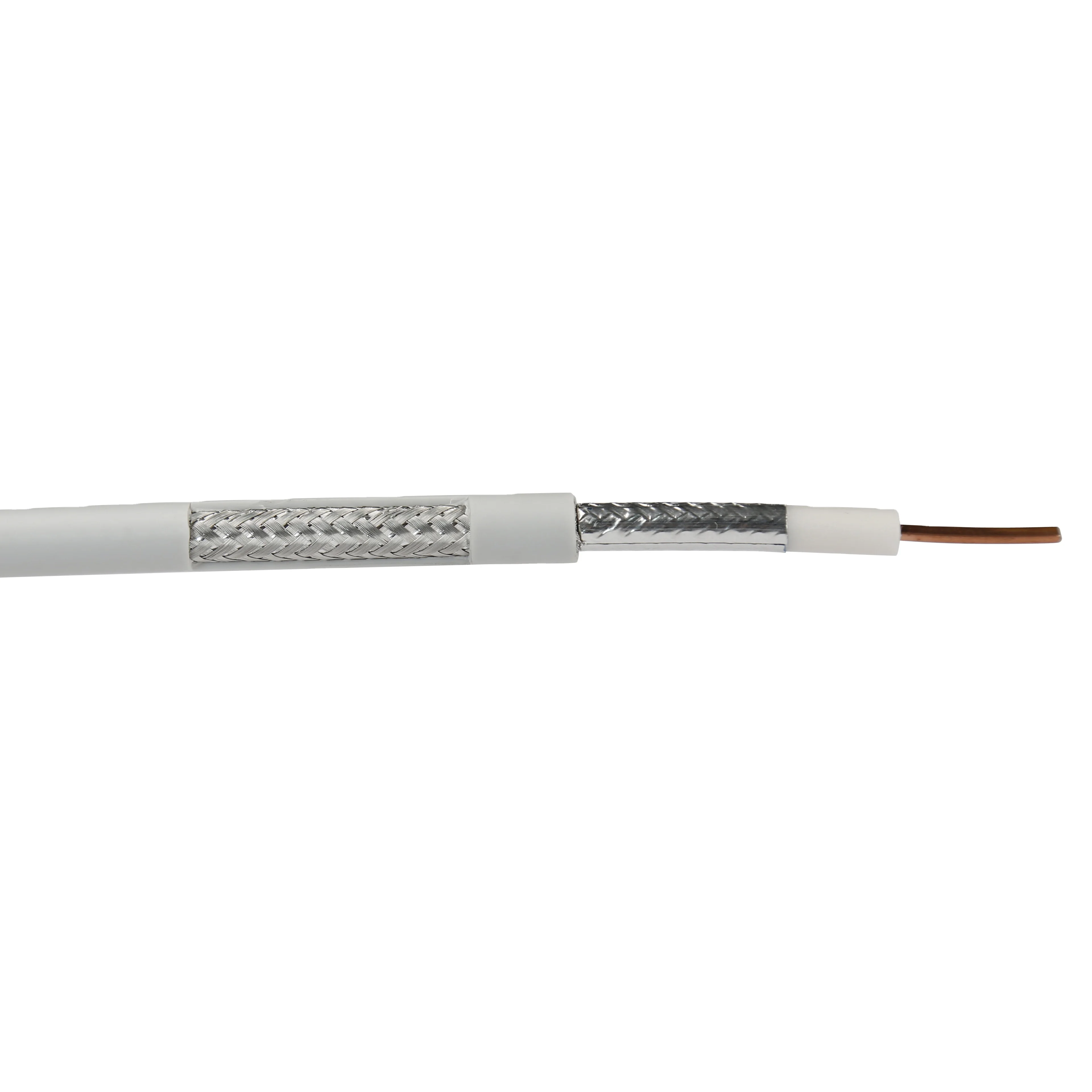 كابل-Coaxial خاص منخفض الخسارة بمقاومة 50ohm مزدوج ALSR195 بنواقل نحاسية وعازل PE رغوي لأنظمة الهوائيات الداخلية