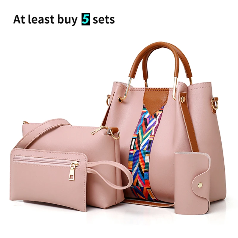 Fashion Cheap Price Lady Handbag Women Bag sets PU Handbags 4 Pcs in 1 تعيين