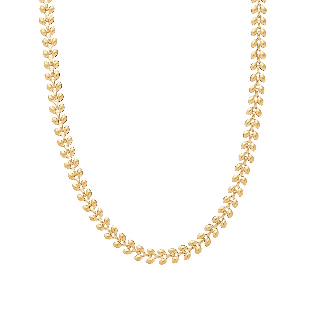 18K Gold Plated Geometric Wheat Chain Necklace