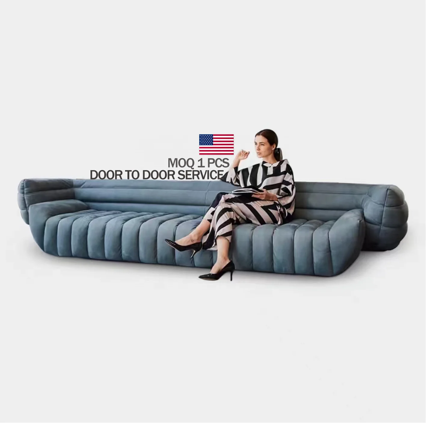 Italian Luxury Banana Boat Sofa Set Lightweight Fabric Outdoor Use Hotels Beauty Kitchens Bathrooms Schools Workshops Parks