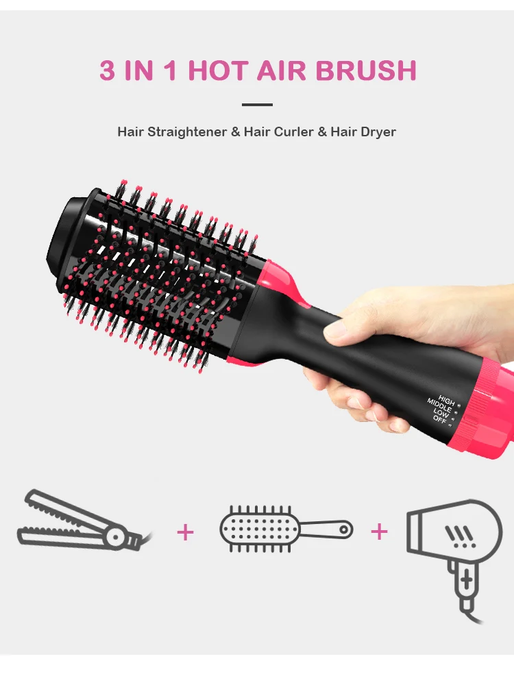 ULELAY Professional High Quality One Step Hair Dryer Brush Styler Tools Fast Heating Hair Straightening and Drying Hot Air Brush