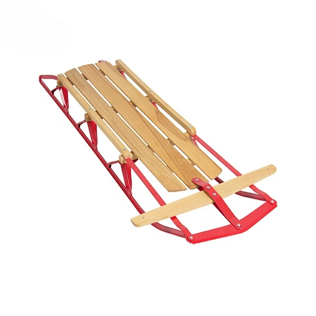 Factory Direct Wholesale Custom Snow Sledge Kids Outdoor Foldable Wooden Sled 80/90/100/110CM for Winter Fun