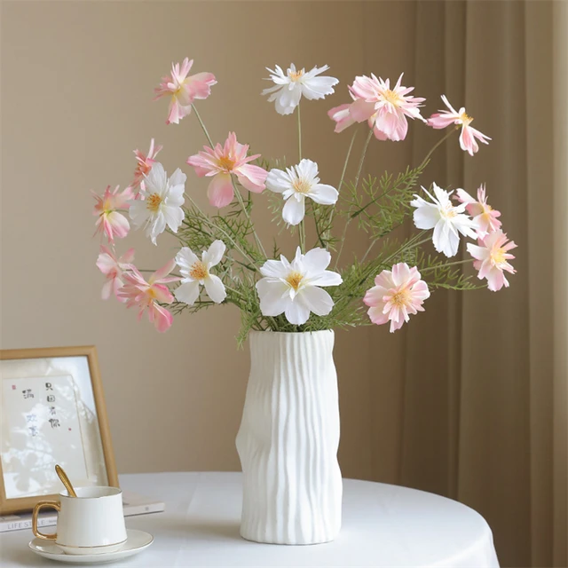 Silk Artificial Daisy Flower 90cm Long Stem Cosmos Flower White Pink Red for Wedding Floral Arrangement Decor Faux Daisy Flower